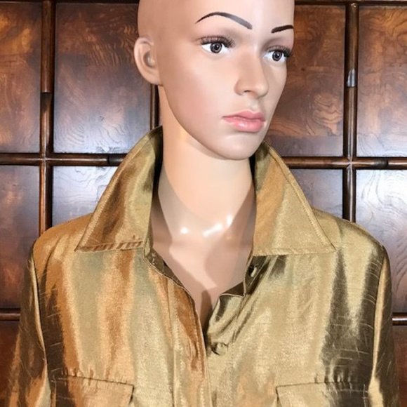NWOT Kasper Gold Label Shantung Texture Gold Rush Top - Picture 5 of 11